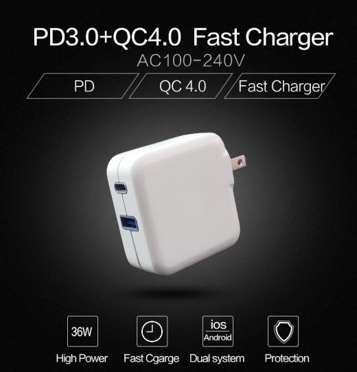 36W Quick Charger - BSMI Type C PD3.0/QC3.0+Type A QC3.0 2